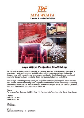 Jual dan Sewa Scaffolding , Murah Berkualitas, Jaya Wijaya Scaffolding 