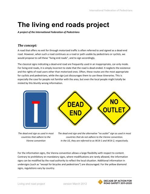 The living end roads project - International Federation of Pedestrians