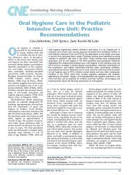 Oral Hygiene Care in the Pediatric Intensive ... - Pediatric Nursing