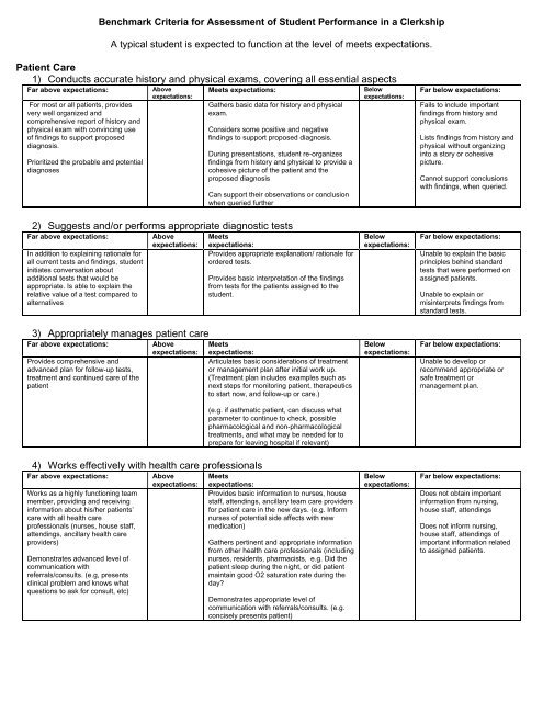 Patient Care 1) Conducts accurate history and physical exams ...