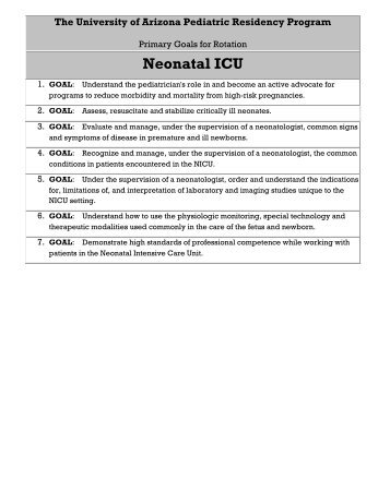 Neonatal ICU - University of Arizona Department of Pediatrics