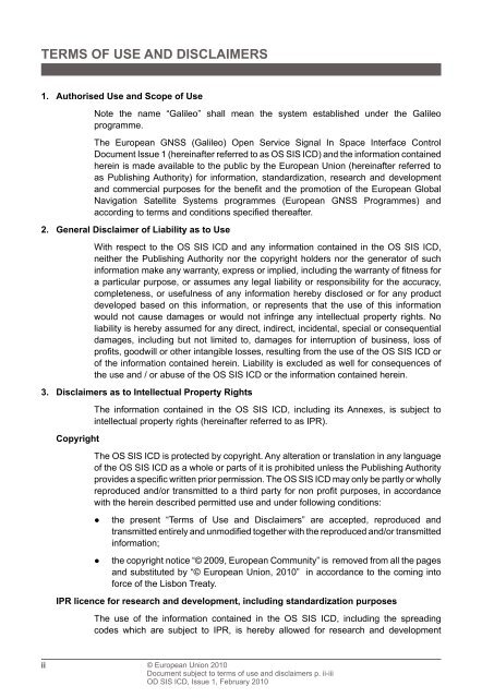 (Galileo) Open Service Signal In Space Interface Control Document