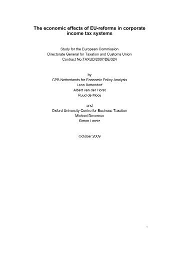 The economic effects of EU-reforms in corporate income tax systems