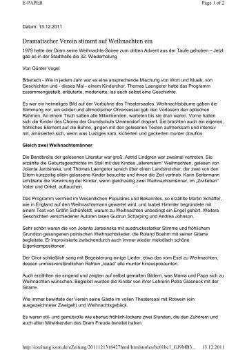 Kritik der Schwäbischen Zeitung - Dramatischer Verein Biberach