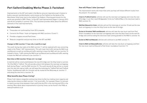 Port Salford Enabling Works Phase 2: Factsheet - peel.co.uk