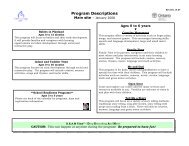 Program Descriptions - Peel Early Years