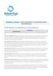 CPAP Masken von Burbach   Goetz