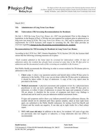 Long Term Care Home Letter - Region of Peel