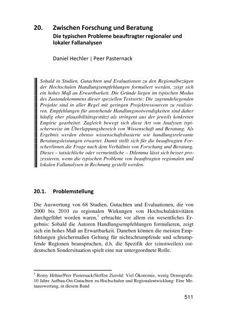 20. Zwischen Forschung und Beratung - Peer Pasternack