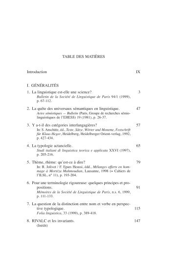 TABLE DES MATIÈRES Introduction IX I. GÉNÉRALITÉS 1 ... - Peeters
