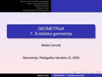 GEOMETRIJA 7. Evklidska geometrija - PedagoÅ¡ka fakulteta
