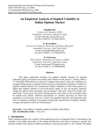 An Empirical Analysis of Implied Volatility in Indian ... - EuroJournals