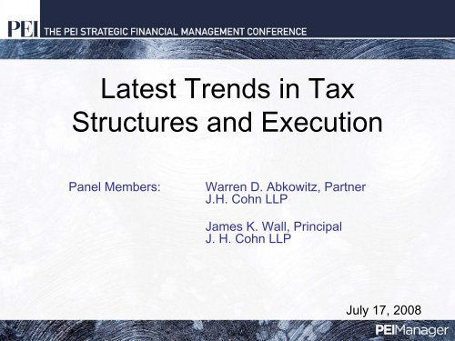 Latest Trends in Tax Structures and Execution - PEI Media