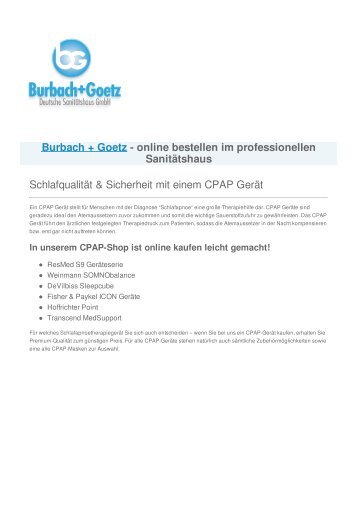 CPAP Geräte von Burbach   Geotz