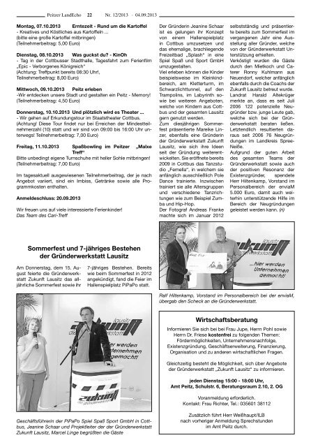 Peitzer Land Echo 12/ 2013 vom 04.09.2013 - Amt Peitz