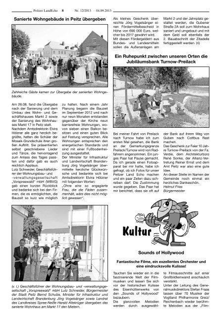 Peitzer Land Echo 12/ 2013 vom 04.09.2013 - Amt Peitz