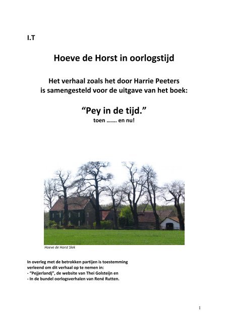 Hoeve de Horst in oorlogstijd âPey in de tijd.â - Pejjerlandj.nl