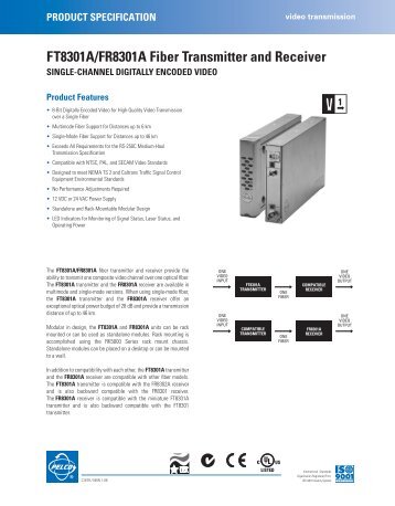 Pelco FT8301A_FR8301A Fiber Transmitter and Receiver_spec