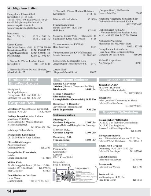 Evang. Kirchengemeinde Roth - Gemeindebrief Nov. 2013 - Jan. 2014