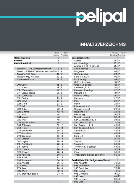 INHALTSVERZEICHNIS - Pelipal BadmÃ¶bel