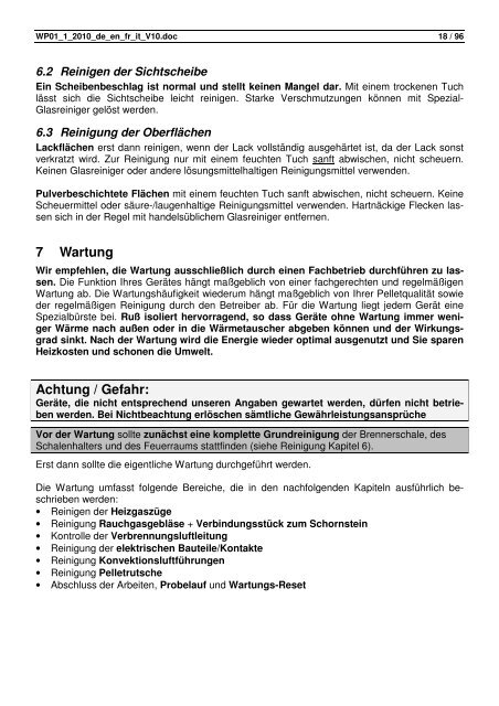 Aufstell- und Bedienungsanleitung Pelletofen ... - Pelletshome.com
