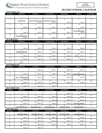 2000/2001 SCHOOL CALENDAR - Pembina Trails School Division