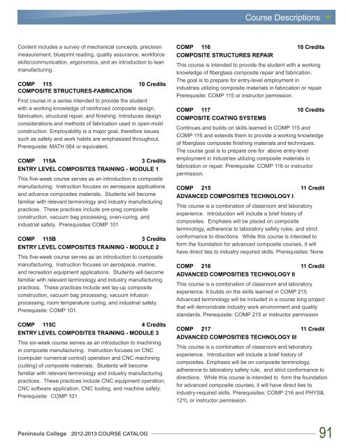 Peninsula College Course Catalog 2012-2013
