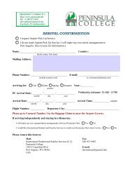 Arrival Confirmation Form - Peninsula College