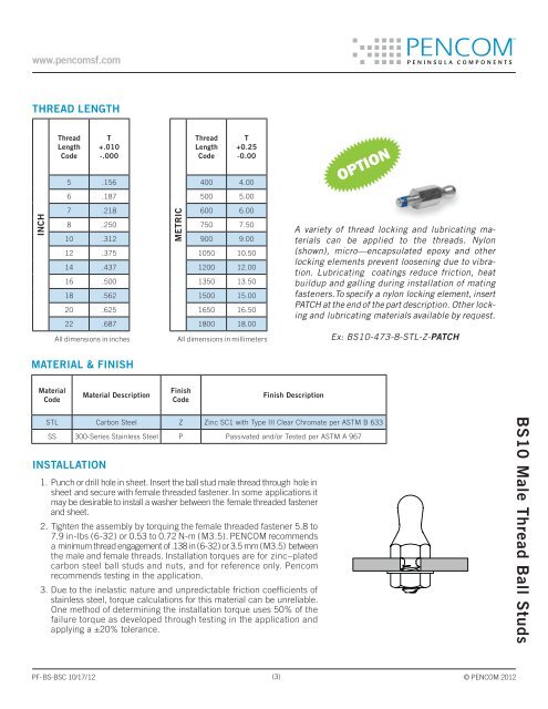 Ball Studs and Clips - Pencom