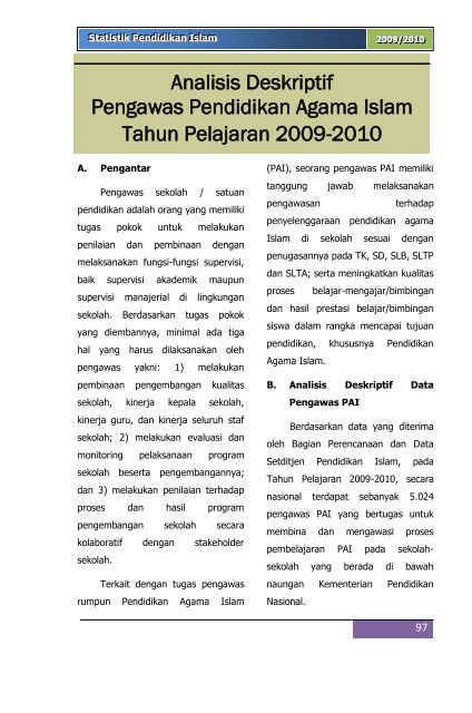 Analisis Deskriptif Pengawas Pendidikan Agama Islam Tahun ...