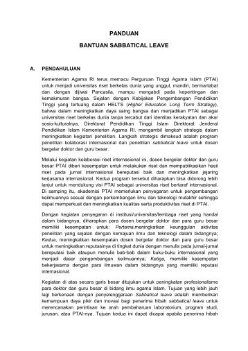 PANDUAN BANTUAN SABBATICAL LEAVE - Pendis kemenag RI