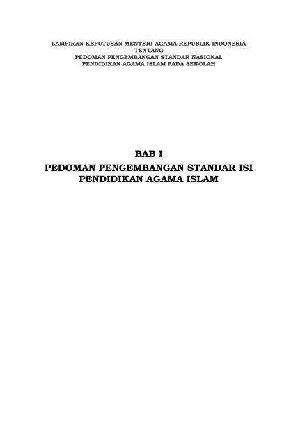 Pedoman Pengembangan Standar Nasional Pendidikan Agama ...