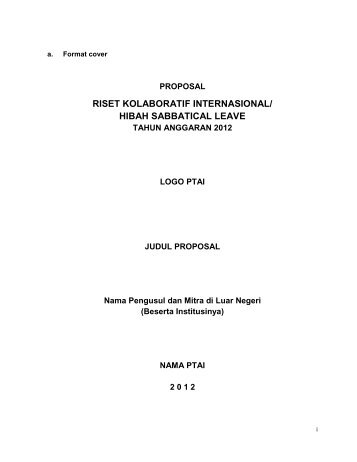 RISET KOLABORATIF INTERNASIONAL/ HIBAH SABBATICAL LEAVE