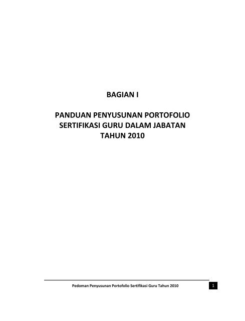 Pedoman Penyusunan Portofolio Tahun 2010 - Sertifikasi Guru