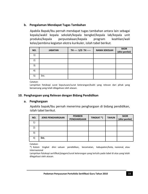 Pedoman Penyusunan Portofolio Tahun 2010 - Sertifikasi Guru