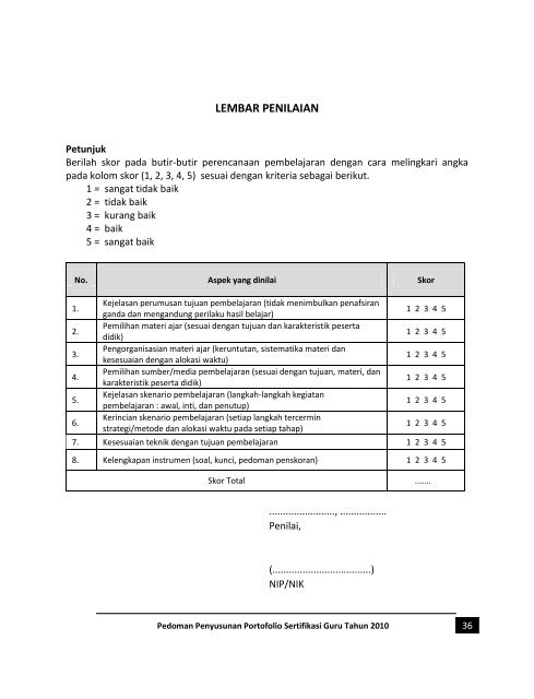 Pedoman Penyusunan Portofolio Tahun 2010 - Sertifikasi Guru