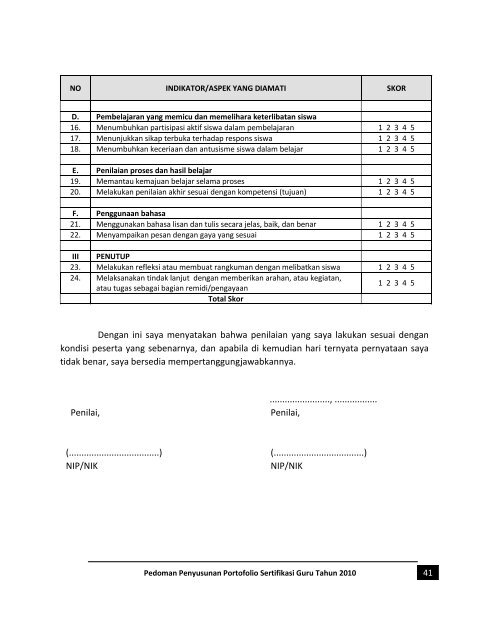 Pedoman Penyusunan Portofolio Tahun 2010 - Sertifikasi Guru