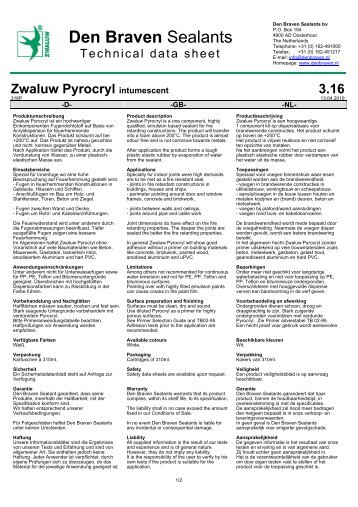 Zwaluw Pyrocryl intumescent 3.16 - Den Braven