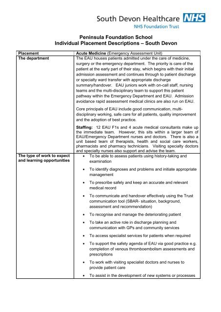 Peninsula Foundation School Individual Placement Descriptions ...