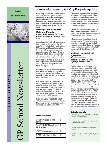 GP School Newsletter - South West Peninsula Deanery