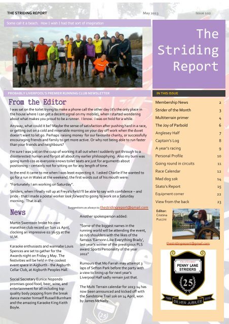 Latest Striding Report - Penny Lane Striders