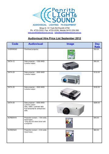 Audiovisual lighting pa equipment - Penrith Light And Sound