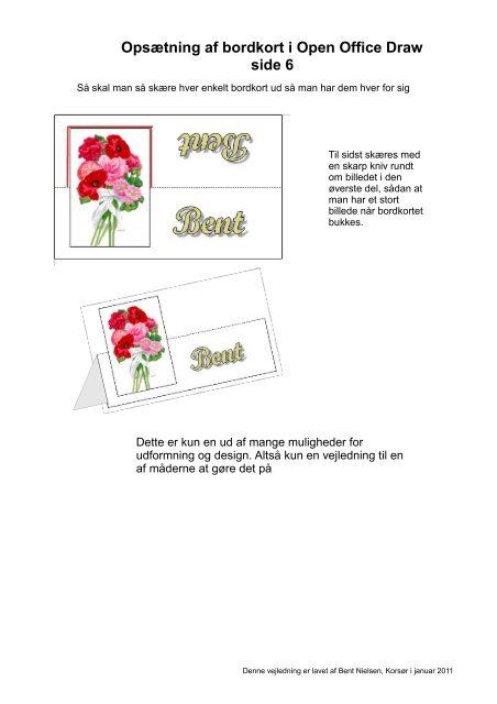 OpsÃ¦tning af bordkort i Open Office Draw side 1