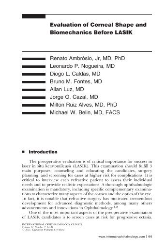 Evaluation of Corneal Shape and Biomechanics Before ... - Pentacam