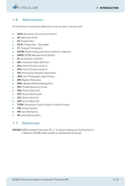 DICOM Conformance Statement for PentacamÂ®, (1MB) - OCULUS ...