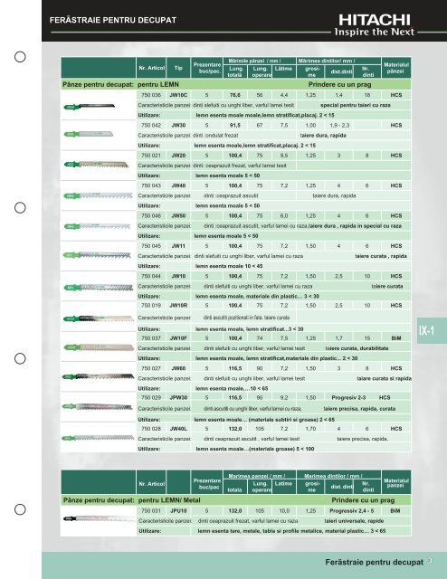 Catalog HITACHI accesorii - SC Pentagon SRL