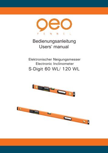 Bedienungsanleitung Users' manual S-Digit 60 WL/ 120 WL