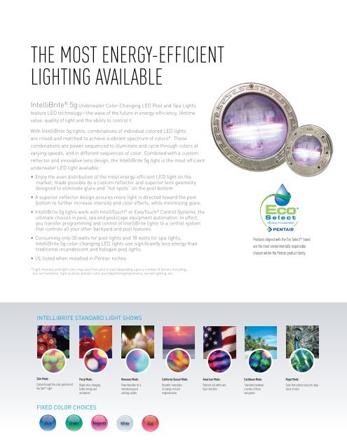 INNOVATIONS IN POOL ANd SPA LIGHTING - Pentair