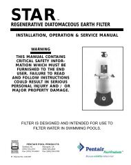 Star DE Filter Intallation Guide - Pentair