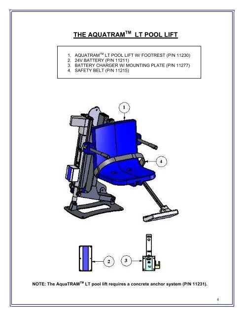 AQUATRAM LT POOL LIFT USER MANUAL WARNING - Pentair